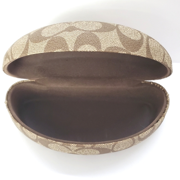 Coach Tan Brown Hard Eyeglasses Case With Matching Glass Cleaner Towel - Picture 2 of 6